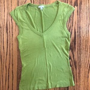 XOXO Lime Green V-Neck Cap Sleeve Top